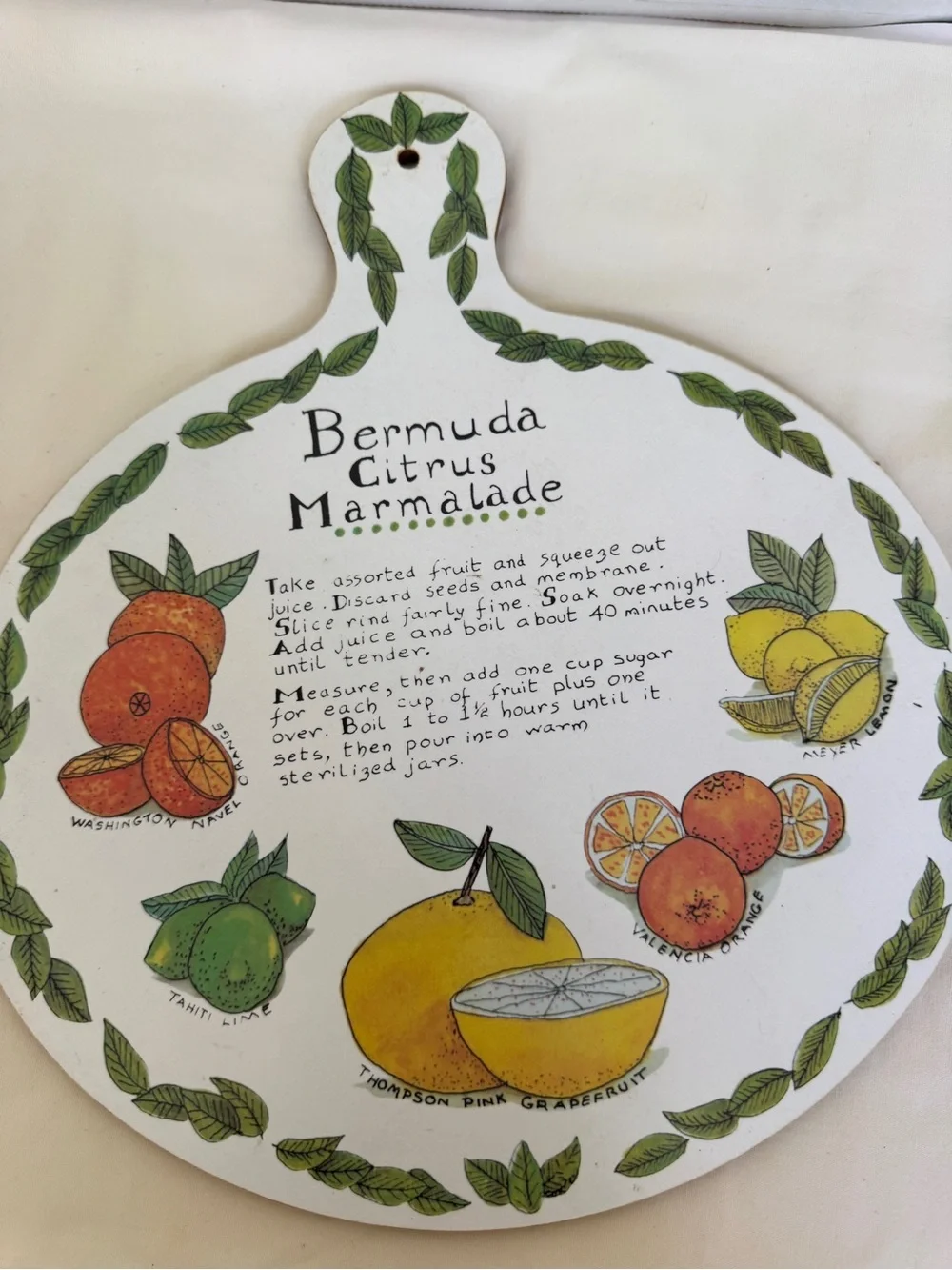 VTG 70s Taunton Vale Bermuda Citrus Marmalade Melamine Cutting Board Cheese Tray